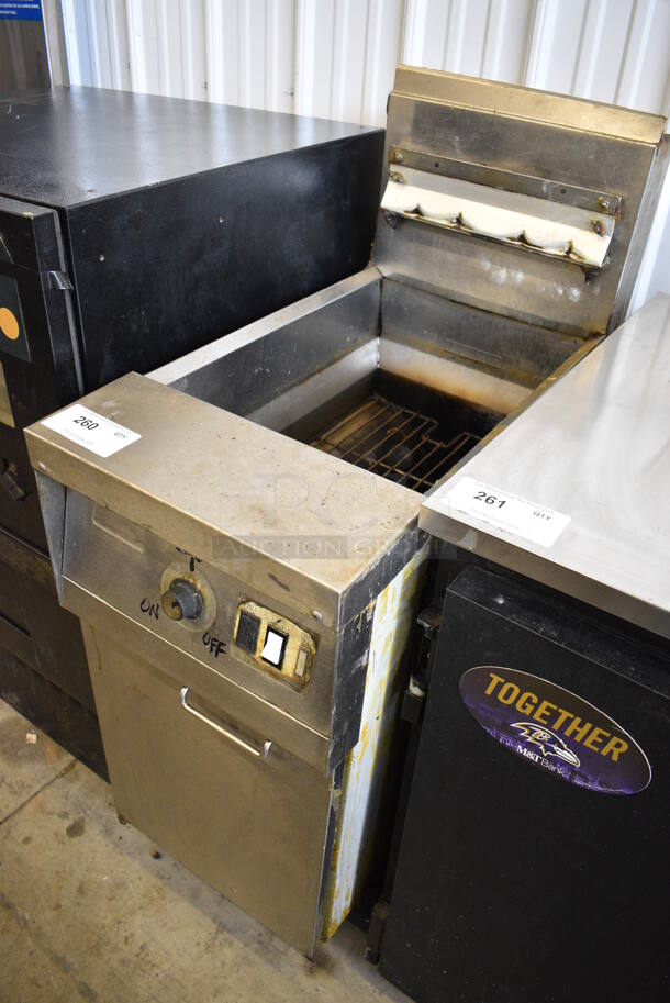 NICE! Frymaster Model MJ145ESD Stainless Steel Commercial Floor Style Natural Gas Powered Deep Fat Fryer. 122,000 BTU. 16x32x47 - Image 4 of 6