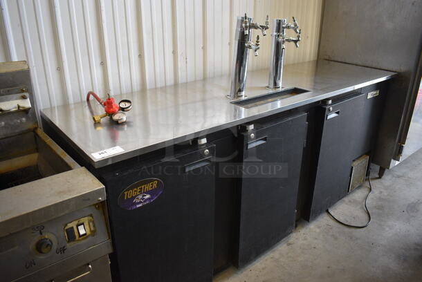 BEAUTIFUL! Migali Model DD904 Stainless Steel Commercial Direct Draw Kegerator w/ 2 Beer Towers and 6 Couplers. 115 Volts, 1 Phase. 90.5x27x53. Tested and Powers On But Does Not Get Cold