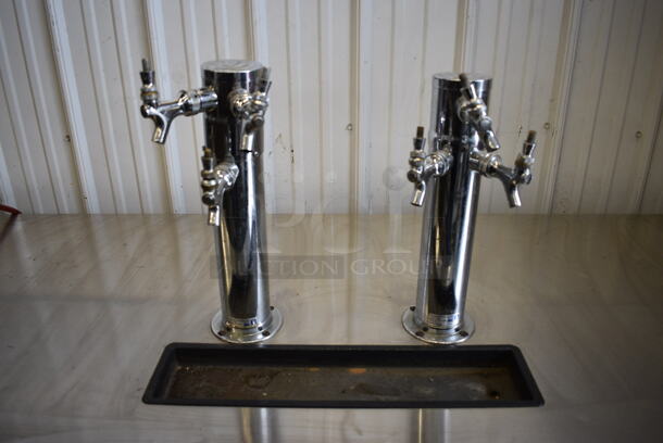 BEAUTIFUL! Migali Model DD904 Stainless Steel Commercial Direct Draw Kegerator w/ 2 Beer Towers and 6 Couplers. 115 Volts, 1 Phase. 90.5x27x53. Tested and Powers On But Does Not Get Cold - Image 2 of 9