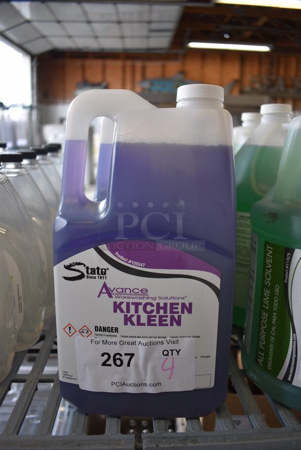 4 State Avance Kitchen Kleen Cleaner Jugs. 6x3.5x12. 4 Times Your Bid!