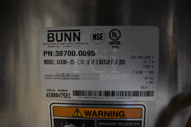 WOW! 2014 Bunn Model AXIOM-35-2 Stainless Steel Commercial Countertop 2 Burner Coffee Machine w/ Metal Brew Basket and 2 Coffee Pots. 120/208-240 Volts, 1 Phase. 8x18.5x23 - Image 5 of 5
