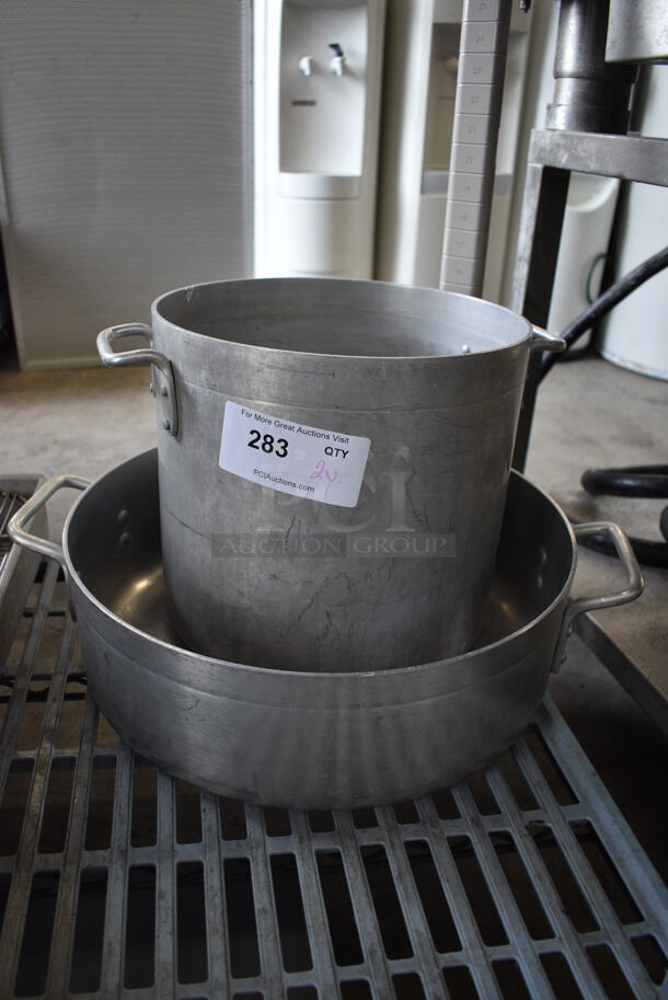 2 Various Metal Stock Pots. 15x12x11, 20x16x5. 2 Times Your Bid!