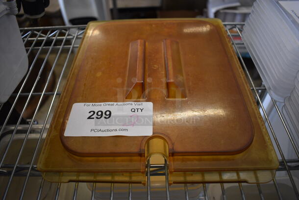 2 Amber Colored Poly 1/2 Size Drop In Bin Lids. 2 Times Your Bid! - Image 1 of 2