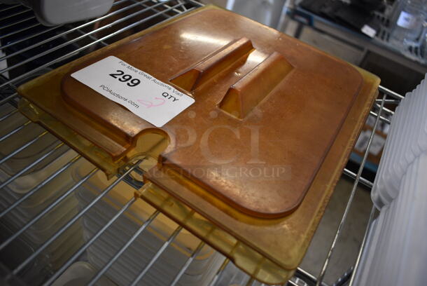 2 Amber Colored Poly 1/2 Size Drop In Bin Lids. 2 Times Your Bid! - Image 2 of 2