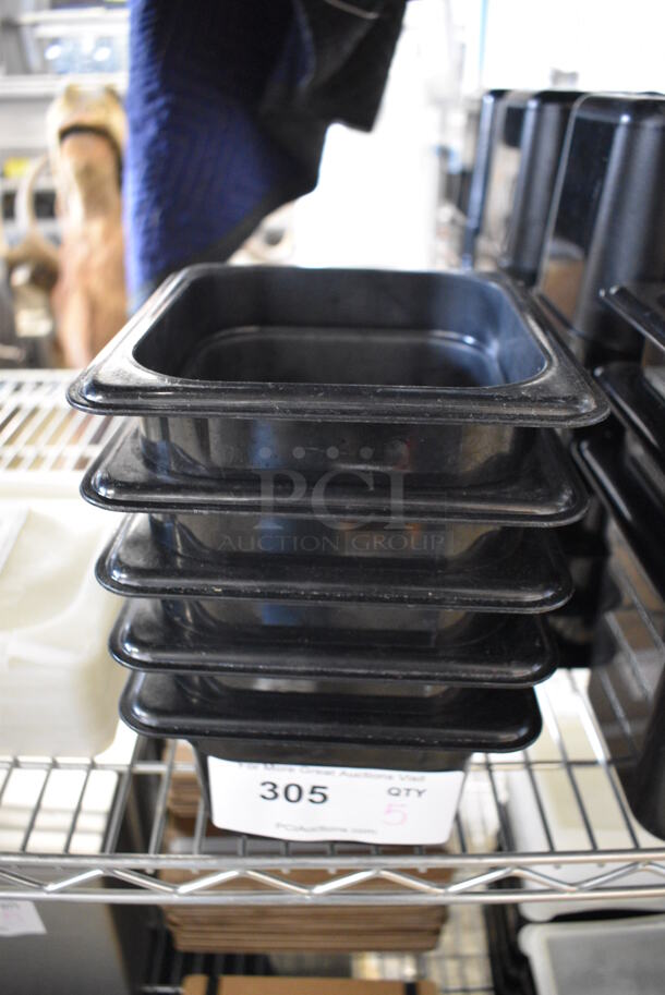 5 Black Poly 1/6 Size Drop In Bins. 1/6x4. 5 Times Your Bid!