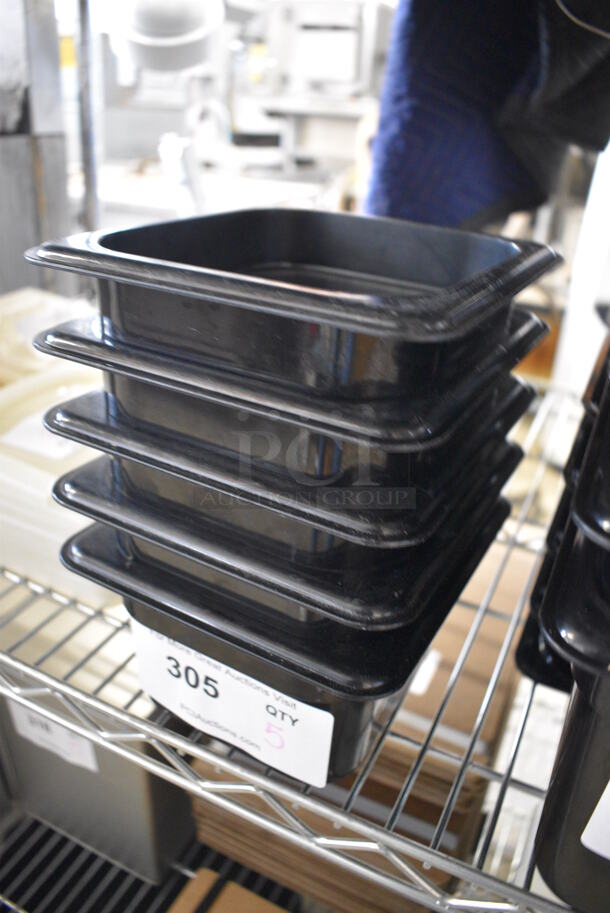 5 Black Poly 1/6 Size Drop In Bins. 1/6x4. 5 Times Your Bid! - Image 2 of 3