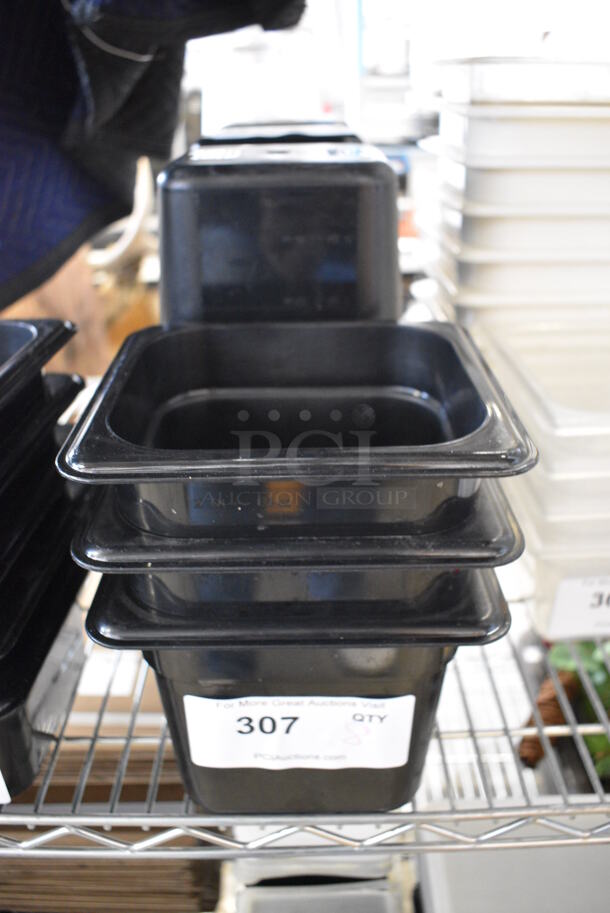 8 Black Poly 1/6 Size Drop In Bins. 1/6x6. 8 Times Your Bid! - Image 1 of 2