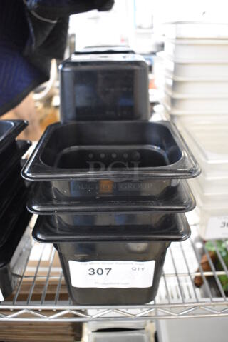 8 Black Poly 1/6 Size Drop In Bins. 1/6x6. 8 Times Your Bid!