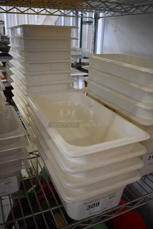 14 White Poly 1/3 Size Drop In Bins. 1/3x4. 14 Times Your Bid! - Image 2 of 2