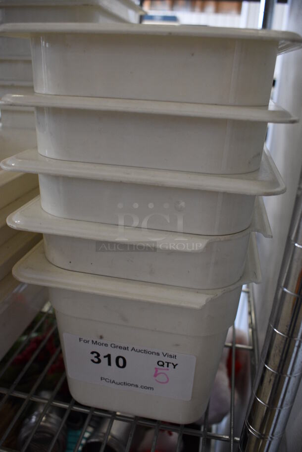 5 White Poly 1/3 Size Drop In Bins. 1/3x6. 5 Times Your Bid! - Image 3 of 3