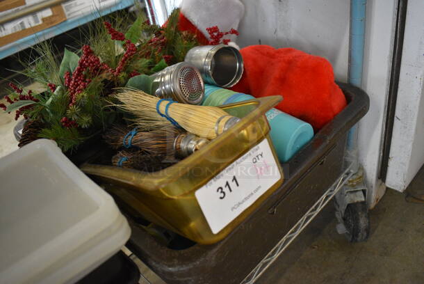 ALL ONE MONEY! Lot of Various Items Including Stockings and Small Broom Heads in Brown Poly Bus Bin! - Image 2 of 3
