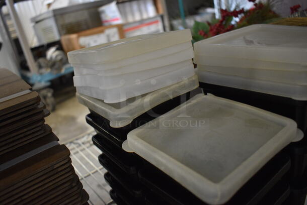 11 Black Poly Bins w/ 7 Lids. 5x5x3.5. 11 Times Your Bid! - Image 2 of 3