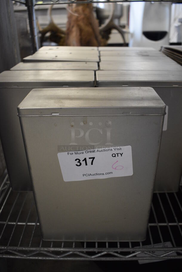 5 Metal Bins w/ Hinge Lid. 7.5x3.5x10.5. 5 Times Your Bid!