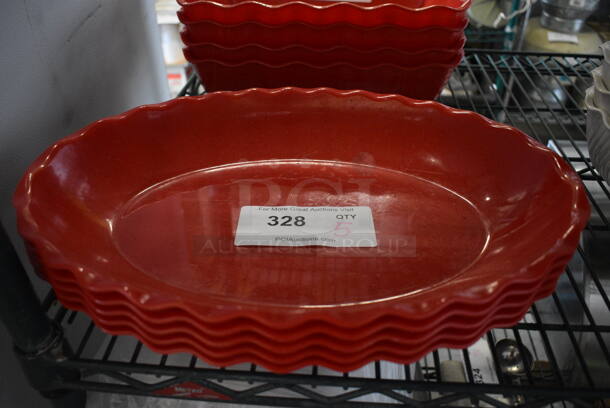 5 Red Poly Trays. 16x12x2. 5 Times Your Bid!