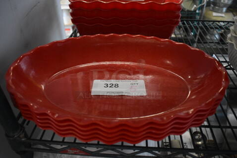 5 Red Poly Trays. 16x12x2. 5 Times Your Bid!