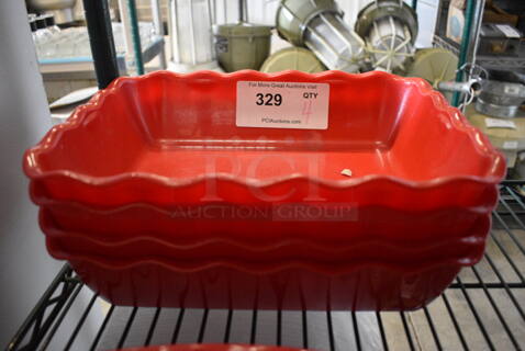 4 Red Poly Bowls. 13x10.5x3. 4 Times Your Bid!