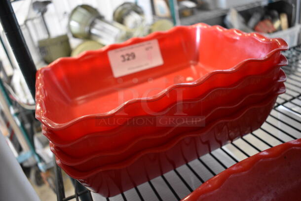 4 Red Poly Bowls. 13x10.5x3. 4 Times Your Bid! - Image 2 of 2