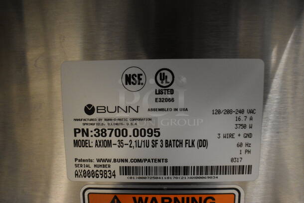 WOW! 2017 Bunn Model AXIOM-35-2 Stainless Steel Commercial Countertop 2 Burner Coffee Machine w/ Metal Brew Basket and Coffee Pot. 120/208-240 Volts, 1 Phase. 8x18.5x23 - Image 5 of 5