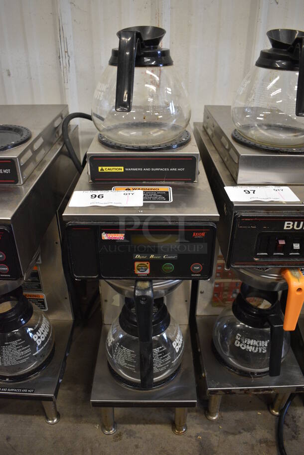 WOW! 2012 Bunn Model AXIOM-35-2 Stainless Steel Commercial Countertop 2 Burner Coffee Machine w/ Metal Brew Basket and 2 Coffee Pots. 120/208-240 Volts, 1 Phase. 8x18.5x23 - Image 1 of 5
