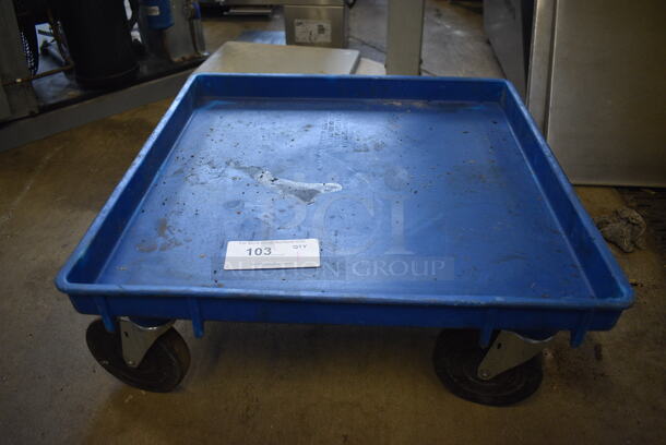 Blue Poly Dish Caddie Dolly on Commercial Casters. 21.5x21.5x9