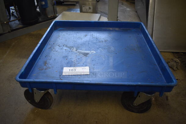 Blue Poly Dish Caddie Dolly on Commercial Casters. 21.5x21.5x9 - Image 1 of 2