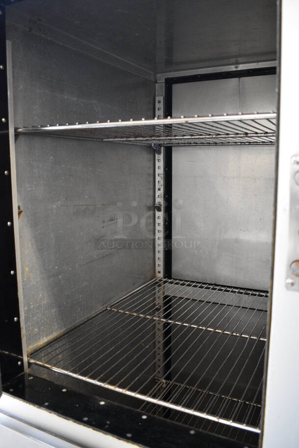 GREAT! Traulsen Stainless Steel Commercial 4 Half Size Door Reach In Pass Through Cooler w/ Metal Racks. 54.5x36x86.5. Cannot Test - Unit Was Previously Hardwired - Image 6 of 7