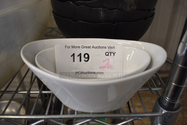 2 White Ceramic Bowls. 7x4.5x3, 5.5x3.5x2.5. 2 Times Your Bid!