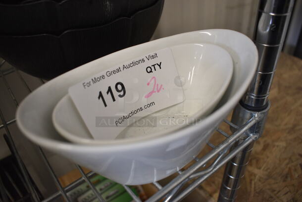 2 White Ceramic Bowls. 7x4.5x3, 5.5x3.5x2.5. 2 Times Your Bid! - Image 2 of 2
