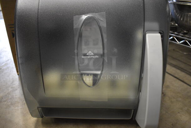 IN ORIGINAL BOX! Georgia Pacific Gray Poly Wall Mount Paper Towel Dispenser. 13x9x15 - Image 3 of 5