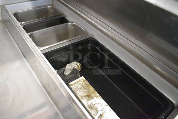 GREAT! Stainless Steel Commercial Pizza Prep Table w/ 2 Lids and 2 Doors on Commercial Casters. Missing 2 Casters. 67x32x45. Tested and Working! - Image 5 of 11