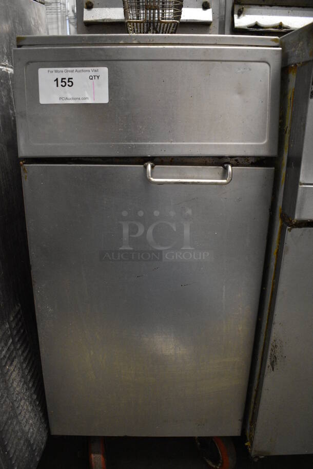 NICE! Frymaster Model GF40SD Stainless Steel Commercial Natural Gas Powered Deep Fat Fryer w/ Metal Fry Basket on Commercial Casters. 122,000 BTU. 15.5x29x47 - Image 5 of 7