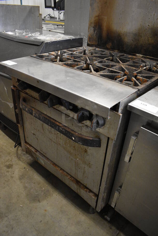 GREAT! Southbend Stainless Steel Commercial Gas Powered 6 Burner Range w/ Oven and Backsplash on Commercial Casters. 32x38x72 - Image 3 of 9