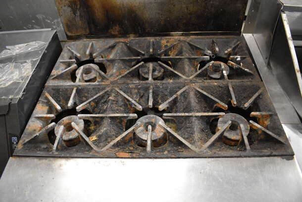 GREAT! Southbend Stainless Steel Commercial Gas Powered 6 Burner Range w/ Oven and Backsplash on Commercial Casters. 32x38x72 - Image 4 of 9