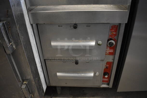 NICE! Stainless Steel Commercial 2 Drawer Food Warmer w/ Dumping Station on Commercial Casters. 20.5x31x54. Tested and Working! - Image 4 of 7