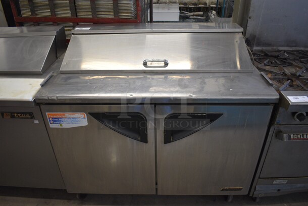 GREAT! Turbo Air Model TST-48SD Stainless Steel Commercial Sandwich Salad Prep Table Bain Marie Mega Top on Commercial Casters. 115 Volts, 1 Phase. 48x30x44. Tested and Powers On But Temps at 50 Degrees