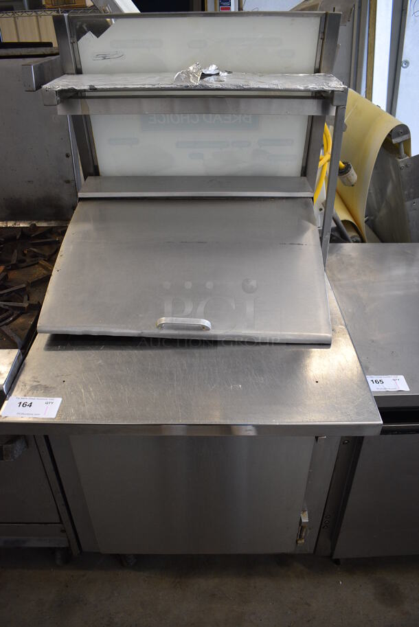 NICE! Stainless Steel Commercial Sandwich Salad Prep Table Bain Marie Mega Top on Commercial Casters. 27.5x34x60. Tested and Powers On But Does Not Get Cold