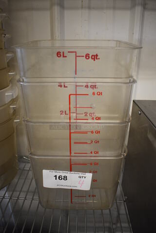 4 Poly Clear 6 Quart Containers. 8x9x7. 4 Times Your Bid!