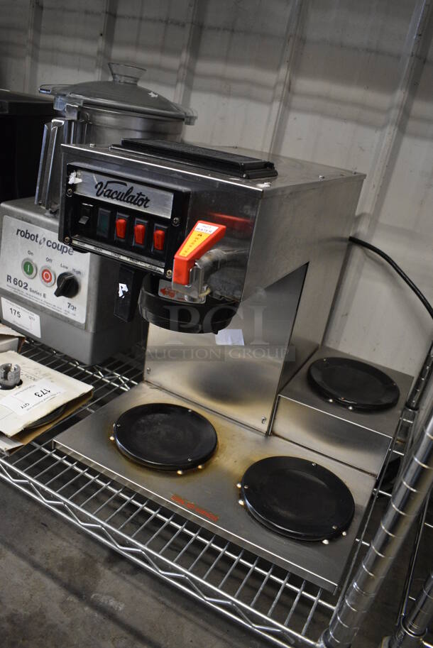 NICE! Vaculator Stainless Steel Commercial Countertop 3 Burner Coffee Machine w/ Poly Brew Basket and Hot Water Dispenser. 16.5x21x17 - Image 3 of 4
