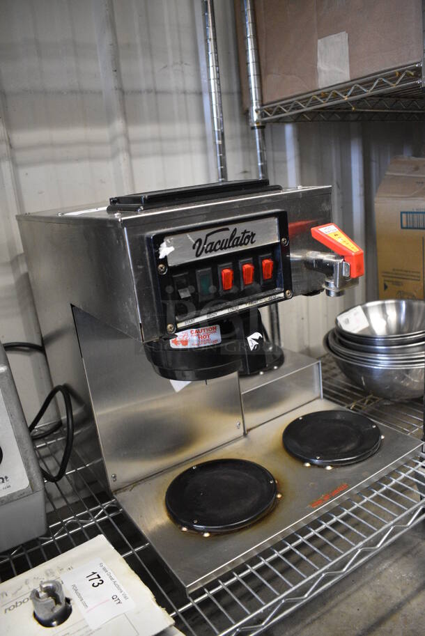 NICE! Vaculator Stainless Steel Commercial Countertop 3 Burner Coffee Machine w/ Poly Brew Basket and Hot Water Dispenser. 16.5x21x17 - Image 4 of 4