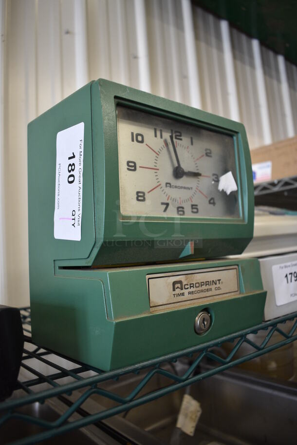 Acroprint Green Metal Countertop Time Clock. 8x6.5x9.5 - Image 2 of 4