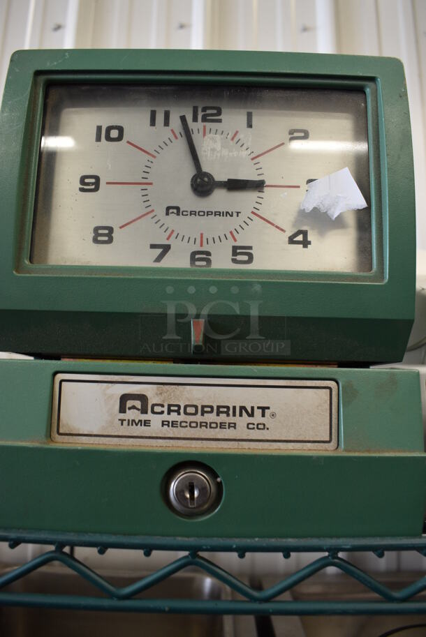 Acroprint Green Metal Countertop Time Clock. 8x6.5x9.5 - Image 4 of 4