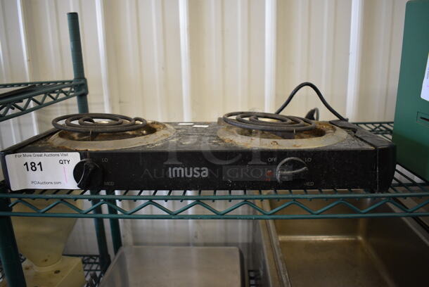 Imusa Metal Countertop Electric Powered 2 Burner Range. 21x8x2