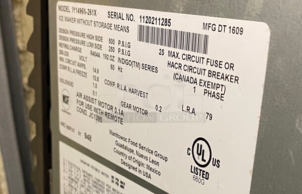 BEAUTIFUL! LATE MODEL! Manitowoc Model IY1496N-261X Stainless Steel Commercial Ice Machine Head on Stainless Steel Bin. 208-230 Volts, 1 Phase. 48x40x93 - Image 8 of 8