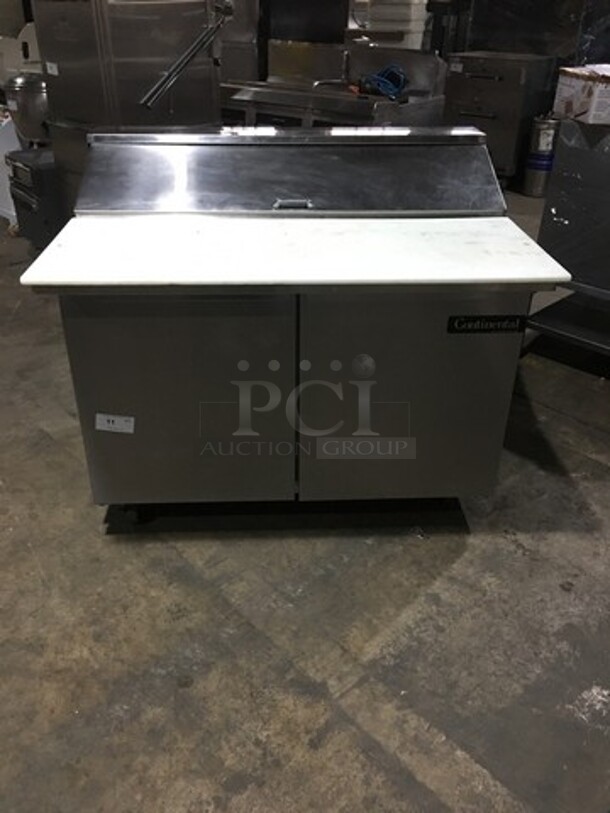 Continental Commercial Refrigerated Sandwich Prep Table! With 2 Door Underneath Storage Space! All Stainless Steel! Model SW4812C Serial 1530287! 115V 1Phase! On Commercial Casters! - Image 1 of 9