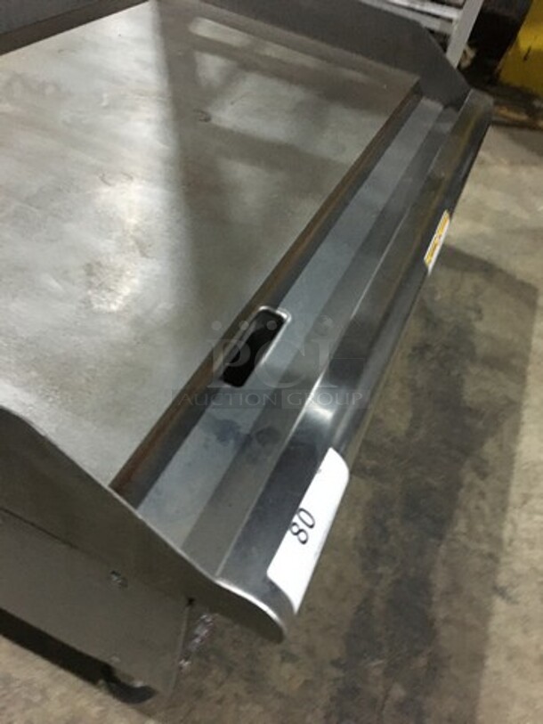 WOW! APW Wyott Commercial Countertop Electric Powered Flat Griddle! With Back & Side Splashes! All Stainless Steel! Model EG36I Serial 120871307015! 208/240V 1/3 Phase! On Legs! - Image 6 of 11