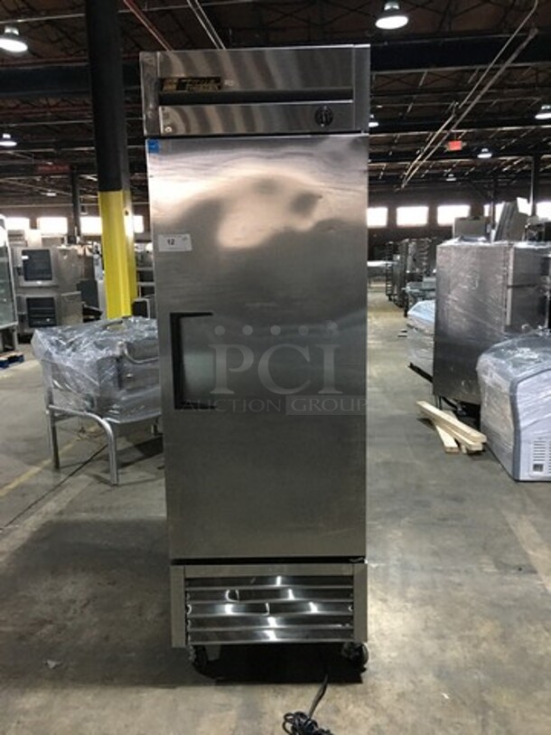 True Commercial Single Door Reach In Freezer! All Stainless Steel! Model T23F Serial 7916296! 115V 1 Phase! On Commercial Casters!