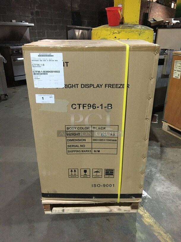 WOW! NEW IN THE BOX! Beverage Air Commercial Countertop Single Door Reach In Freezer Merchandiser! With Poly Coated Racks! Model CTF961B! 115V! - Image 1 of 9
