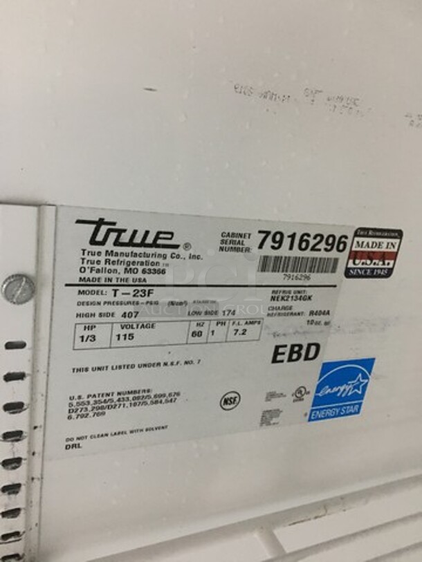 True Commercial Single Door Reach In Freezer! All Stainless Steel! Model T23F Serial 7916296! 115V 1 Phase! On Commercial Casters! - Image 6 of 8