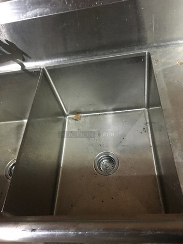 NICE! Sauber Select Commercial 3 Compartment Sink! With Left & Right Side Drainboards! All Stainless Steel! Model PA0010! On Legs! - Image 7 of 10