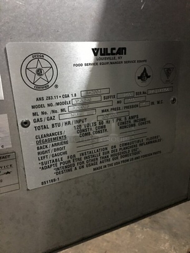 Vulcan Commercial Natural Gas Powered Dual Cabinet Steamer! All Stainless Steel! Model VSX24G Serial 271173356! On Legs! - Image 10 of 11